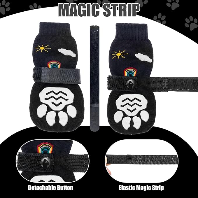 PUPTECK Non-Slip Dog Socks Double Sides Grips for Hardwood Floors Prevents Licking, Dog Shoes for Hot Pavement Booties for Senior Small Medium Large Dogs