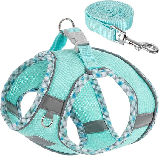 Dog Harness & Leash Set - No Pull Soft Breathable Small Dog Harness, Adjustable Reflective Step-in Vest for Puppy, Kitten, Cats