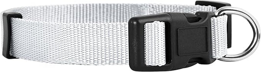 Native Pup Basic Nylon Dog Collar, Adjustable for Small, Medium, Large pet and Puppies Accessories, Cute Colors for Male, Female, boy, Girl, Puppy (Medium, White)