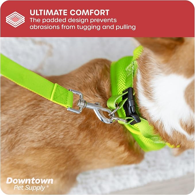 Downtown Pet Supply Step in Dog Harness for Small Dogs No Pull, Medium, Atomic Yellow - Adjustable Harness with Padded Mesh Fabric and Reflective Trim - Buckle Strap Harness for Dogs