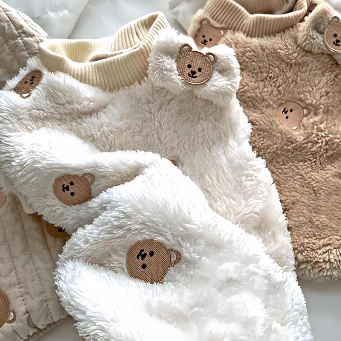 Cute Pet Apparel Bear Pattern Cartoon Dog Clothes All Season Sleeveless Puppy Kitten Pullover Soft Skin-Friendly (White, XL (11-20lbs))