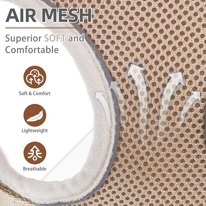 PUPTECK Dog Harness and Leash Set for Small Medium Dogs No Pull, Soft Mesh Adjustable Puppy Cat Harness Reflective at Night, Khaki M