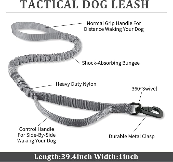 COOYOO Tactical Dog Collar Set, Adjustable Military Nylon Collar with Control Handle and Heavy Metal Buckle for Medium and Large Dogs