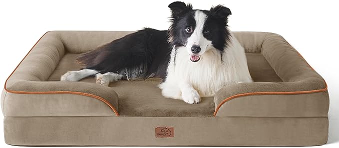 Bedsure Orthopedic Dog Beds Large Sized Dog - Washable Large Dogs Bed Waterproof, Big Comfort Pet Couch with Washable Removable Cover, Supportive Foam Pets Sofa with Nonskid Bottom, Hazel