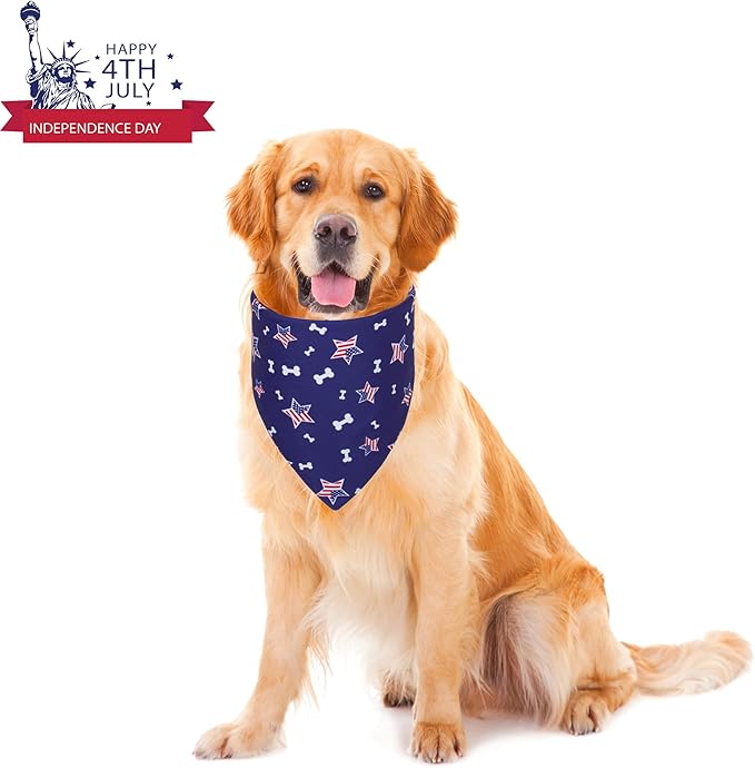 PTDECOR American US Flag Dog Bandana 4th of July Dog Bandanas Reversible Triangle Bibs Scarf for Small Dogs (Style 2, Small)