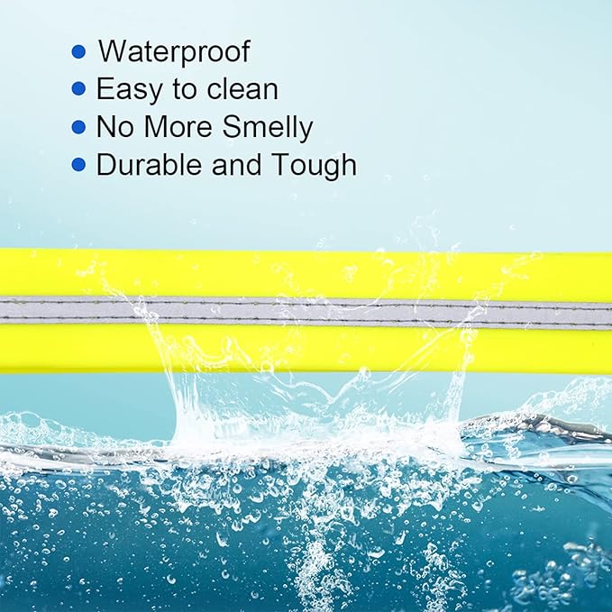 NIMBLE Dog Collar Waterproof Pet Collars Anti-Odor Durable Adjustable PVC & Polyester Soft with Reflective Cloth Stripe Basic Dog Collars S/M/L Sizes (Large (15.35”-24.8”inches), Fluorescent Yellow)