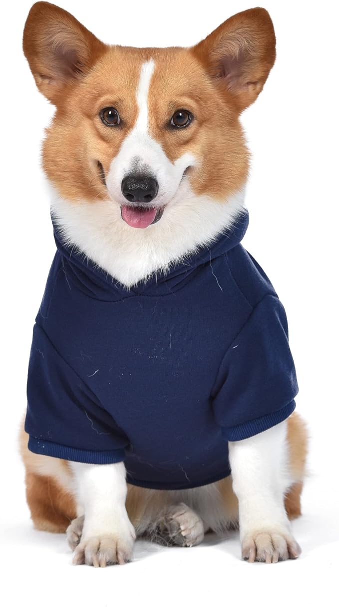 STAR WARS The Mandalorian Dog Hoodie, The Child' Grogu Design with Leash Hole, Cozy Navy Hooded Sweatshirt