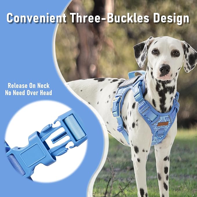 Light Dog Harness for Small Dog Breeds, French Bulldog Puggle Terriers, No-Pull Pet Harness with 2 Leash Clips, Adjustable Soft Padded Dog Vest, Reflective No-Choke Pet Oxford Vest, Blue, Small