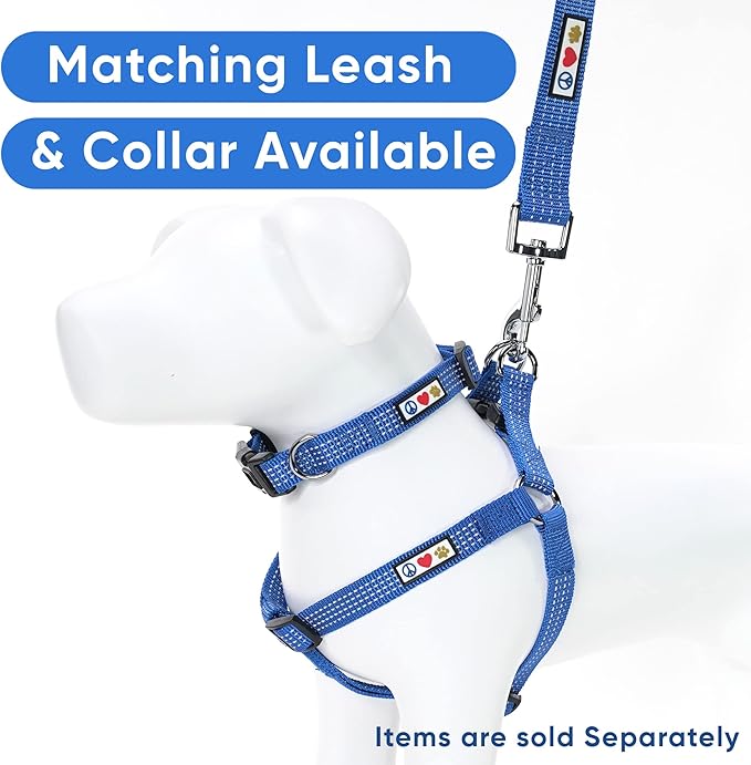 Pawtitas Blue Dog Harness - Adjustable, Reflective Step-in Harness for Large Dogs, Seniors to Puppies