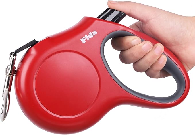 Fida Retractable Dog Leash, 16ft Heavy Duty Pet Walking Leash for X-Small/Small/Medium/Large Dog or Cat up to 110 lbs, Tangle-Free. One-Hand Brake (Large, Red)