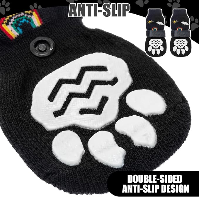 PUPTECK Non-Slip Dog Socks Double Sides Grips for Hardwood Floors Prevents Licking, Dog Shoes for Hot Pavement Booties for Senior Small Medium Large Dogs
