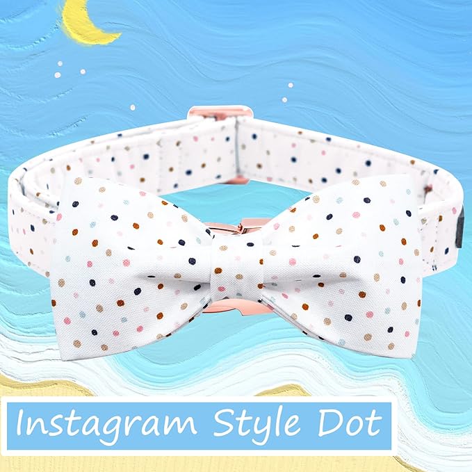 Elegant Little Tail Dot Cute Pet Collar with Bowtie - Adjustable for X-Small Dogs