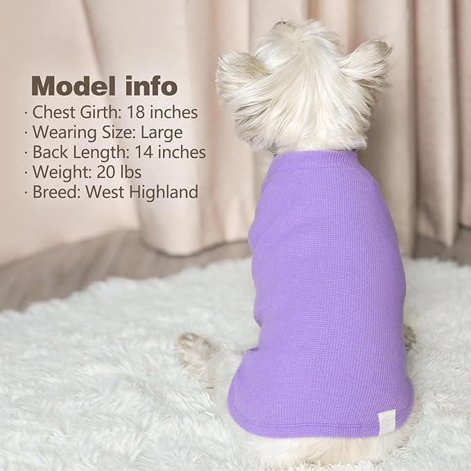 KYEESE 2Pack Dog Shirts Waffle for Small Dogs Stretchy Dog T-Shirts Lightweight Dogs Tank Top Sleeveless Pet Vest Breathable, X-Large, Purple+Grey