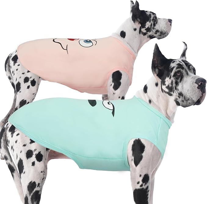 IECOii 2 Pack Pet Tank Top Tee Sleeveless| 4X-Large |Summer Dog Clothes Apparel,Pet Funny Costume Doggy T-Shirts Clothing for Large Dog Puppy Outfit Keep Body Heat Hot Weather Photo Shoot, Pink+Blue