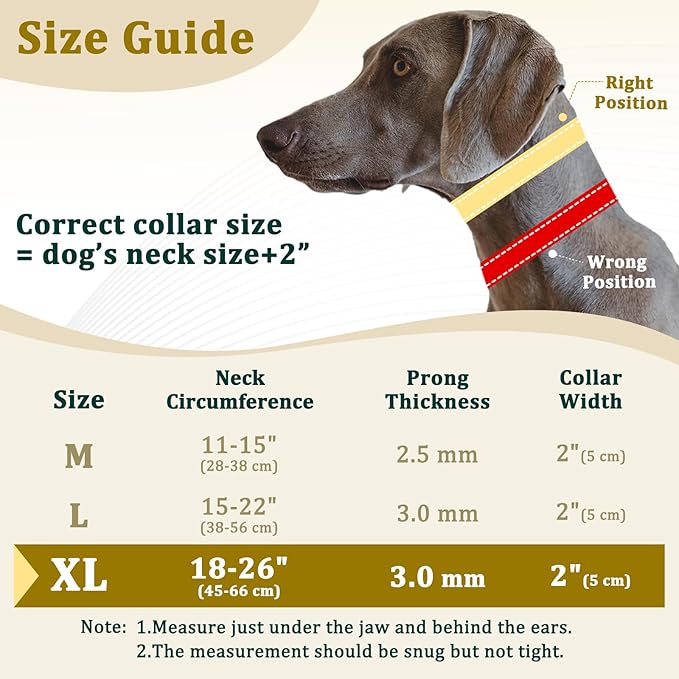 Mayerzon Prong Collar for Large Medium Dogs, Patented Reflective Pinch Collar with Metal Buckle, No Pull Adjustable Hidden Covered Dog Walking Training for Pitbull German Shepherd Doberman