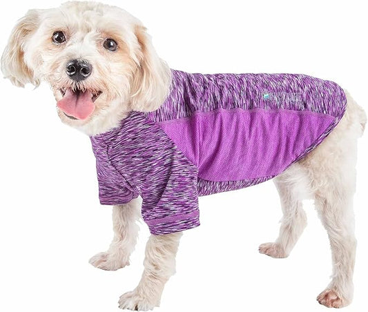 Pet Life ® Active 'Warf Speed' Heathred Dog Fitness and Yoga Pet T-Shirt Dog Clothes - Performance Dog T-Shirt with 4-Way-Stretch, Reflective and Quick-Dry Technology - Summer Dog Shirts X-Small