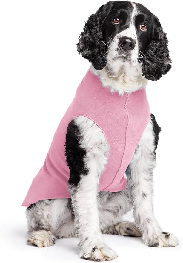Stretch Fleece Dog Coat, Stretchy Pet Sweater, Machine Washable Pullover for Winter and Fall, Rose, 20