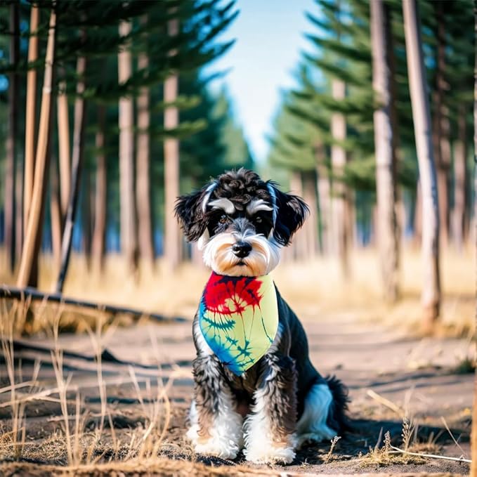 100PCS Dog Bandanas Tie Dye Bulk for Small Medium Breed Dog Big Kerchief Washable Triangle Bibs Head Scarves Scarfs for Boys and Girls Grooming Accessories Costume