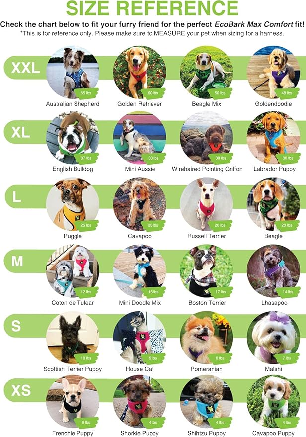 EcoBark Dog Harness - Eco-Friendly Max Comfort Harnesses - Luxurious Soft Mesh Halter - Over The Head Harness Vest- No Pull and No Choke for Puppy, Small Breeds & Medium Dogs (Large, Yellow)