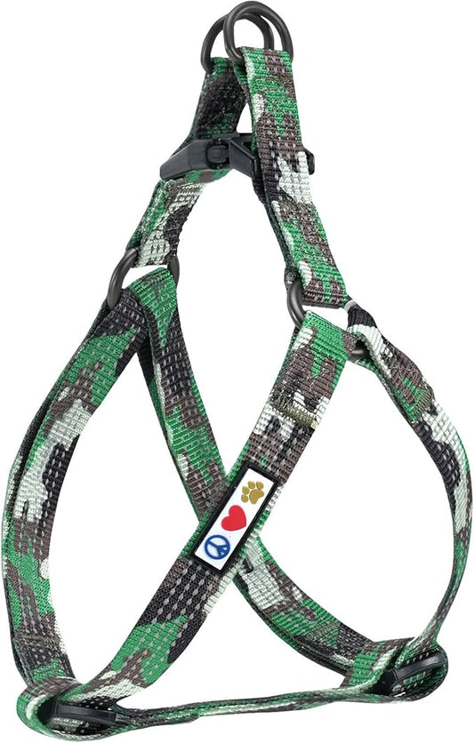 Pawtitas Reflective Step in Dog Harness or Reflective Vest Harness, Comfort Control, Training Walking of Your Puppy/Dog Medium Dog Harness M Green Camouflage Dog Harness