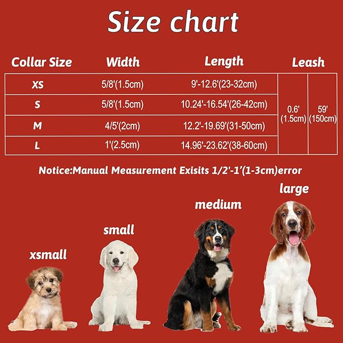 Dog Collar and Leash Set Girls Adjustable Puppy Collars with Plaid Bow Tie for Small Medium Large Female Dogs, Red Plaid, M