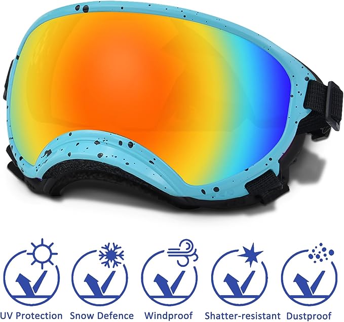 Small Dog Sunglasses with Adjustable Strap UV Protection, Winproof Dog Puppy Sunglasses, Suitable for Small Dog Pet Glasses, Dogs Eyes Protection，Soft Dog Goggles