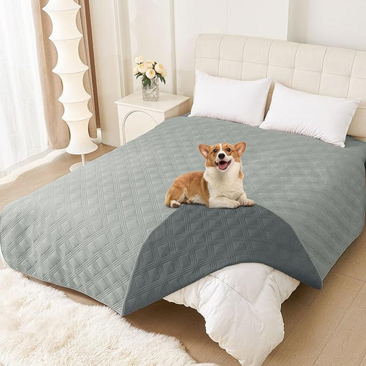 hyha Waterproof Dog Blanket, Reversible Pet Bed Blanket, Soft Sofa Couch Cover for Dogs Washable, Waterproof Pet Couch Covers for Sofa Puppy Cats Furniture Protector(82"x82", Grey/Dark Grey)