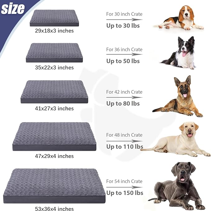 Dog Crate Bed Waterproof Dog Beds for Medium Dogs Rose Velvet Soft Fluffy Washable Dog Bed with Removable Cover & Anti-Slip Bottom, 41 x 27 Inch, Gray