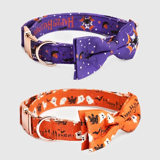 Adjustable Bow Tie Dog Collar Printed Cute Patterns Spring Summer Soft Pet Collars for Small Medium Large Dogs