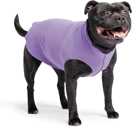 Stretch Fleece Dog Coat, Stretchy Pet Sweater, Machine Washable Pullover for Winter and Fall, Lavender, 16