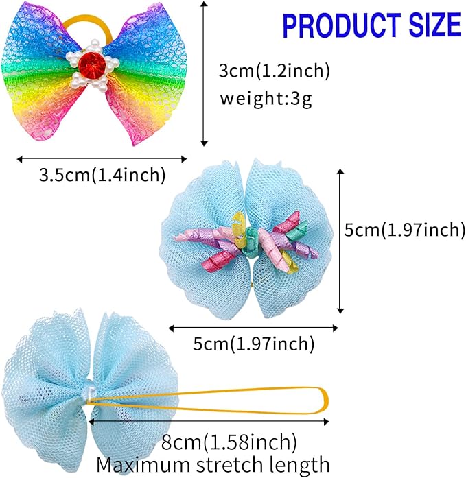 100pcs Dog Hair Bows, Bulk Pet Small Dog Bows Girl with Rubber Bands, Tiny Dog Hair Grooming Bows, Mix Dainty Puppy Dog Bows, Handmade Yorkie Dog Bows for Dog Hair Accessories