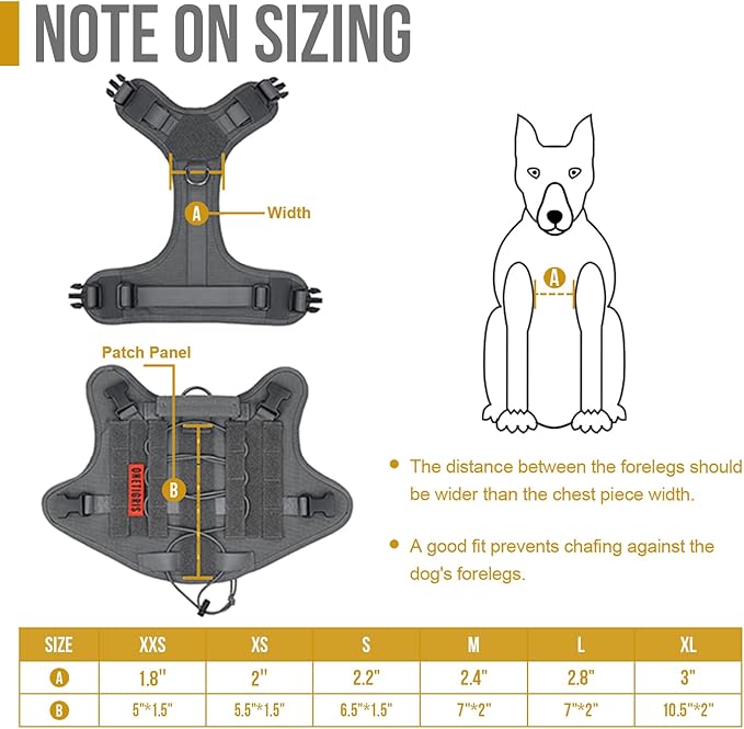OneTigris Tactical Dog Harness Vest,No-Pull Service Dog Vest with Hook & Loop Panels,Adjustable Dog Vest Harness for Walking Hiking Training(Grey,XS)