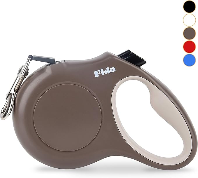 Fida Retractable Dog Leash, 16ft Heavy Duty Pet Walking Leash for X-Small/Small/Medium/Large Dog or Cat up to 110 lbs, Tangle Free. One-Hand Brake (Large, Coffee)