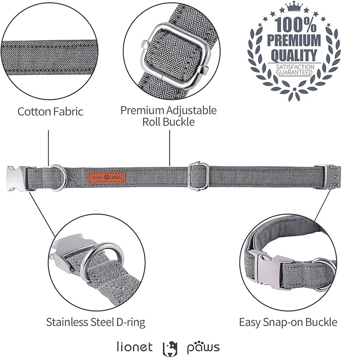 Lionet Paws Dog Collar with Bowtie, Durable Adjustable and Comfortable Collar for X-Small Dogs and Cats, Neck 8-12in