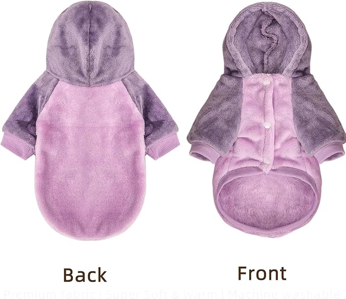 FabriCastle Dog Hoodie Sweater for Small Dogs Boy and Girl, Small Dog Clothes XS XXS Puppy Sweatshirt, Pet Outfit, Cat Clothing Super Soft Warm Snap On Closure (Lavender-Purple, X-Small)