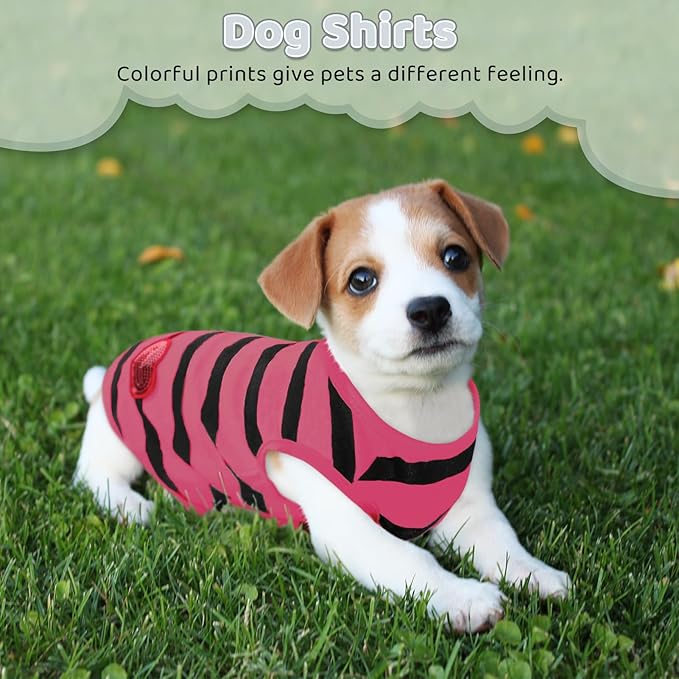 Dog Shirts for Large Dogs Cats, Dog Striped T-Shirts Dog Vest Pet Apparel Tee Shirts Spring Summer Suitable for Small and Medium Large Pets French Bulldog Bichon, Rose L