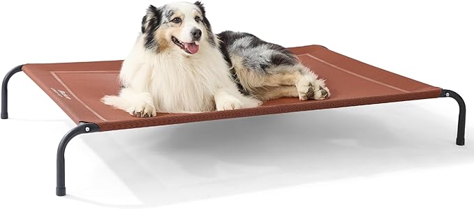 Bedsure XL Elevated Outdoor Dog Bed - Raised Dog Cots Beds for Extra Large Dogs, Portable Indoor & Outdoor Pet Hammock Bed with Skid-Resistant Feet, Frame with Breathable Mesh, Terracotta