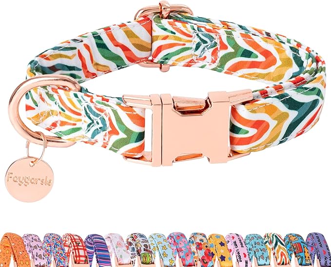 Faygarsle Multicolor Pattern Dog Collar for Small Medium Large Dogs Cute Puppy Collars for Female Dogs for Summer Spring Wedding Necklace Girl Dog Collar L