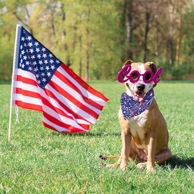 ADOGGYGO American Flag Dog Bandana, Multiple Sizes Offered, Triangle 4th of July Bandanas for Large and X-Large Dogs (X-Large)