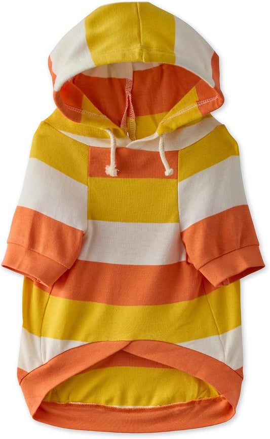 100% Organic Cotton Rocky - The Comfy Dog Hoodie Pet Coat for Small, Medium and Large Dogs, Candy Corn, Small