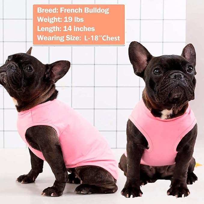 KYEESE 2Pack Dog Shirts Striped T Shirt Cotton Tank Top Soft Tee for Small Dogs Lightweight Clothes Sleeveless Dog Vest, Medium,Pink+Striped