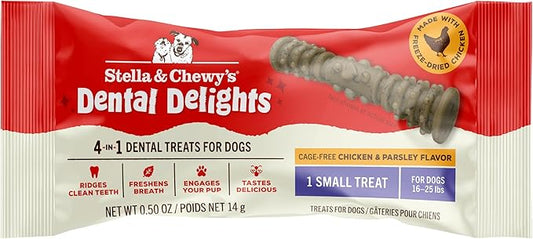 Stella & Chewy's Dental Delights with Freeze-Dried Chicken - Small Dental Treats for Dogs, Single Serve