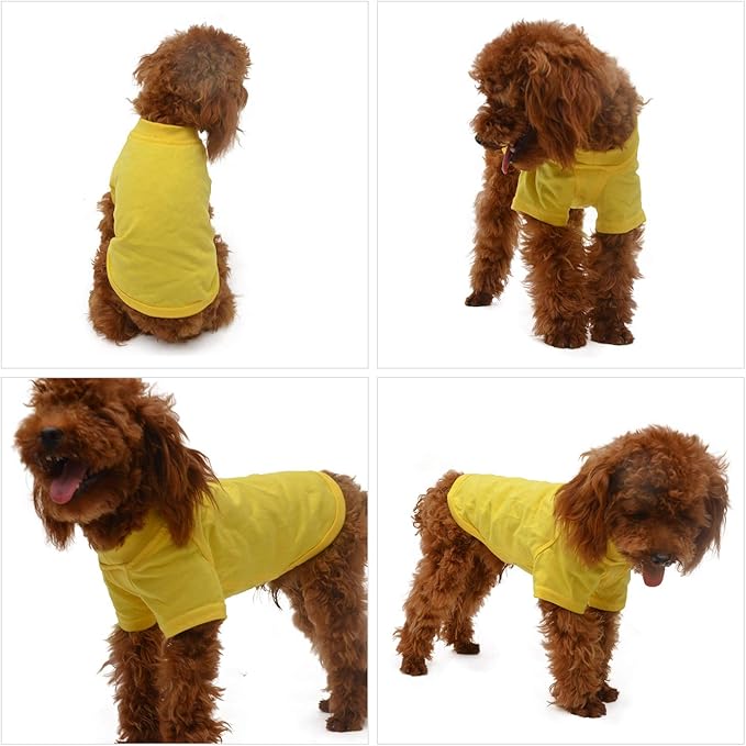 Lovelonglong Pet Clothing Dog Costumes Basic Blank T-Shirt Tee Shirts for Small Dogs Yellow L