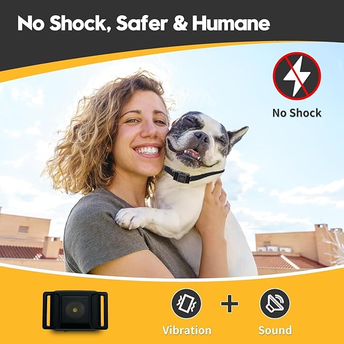 Tiniest Bark Collar for Small Dogs 5-15lbs, Only 1.6 * 1in & 0.42oz, No Shock with Vibration &Sound, Extra Small & Rechargeable, 5 Sensitivity Levels（Black）