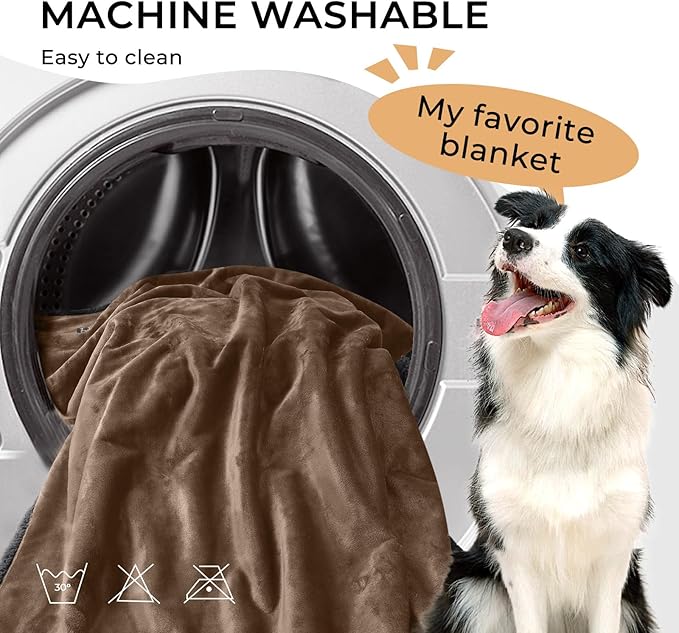Luciphia Waterproof Blanket for Large Dogs Liquid Proof Furniture Protector Washable Pet Reversible Bed Cover for Couch Soft Sherpa Fleece Cat Blanket for Small Medium Khaki X-Large（85" x 57"）