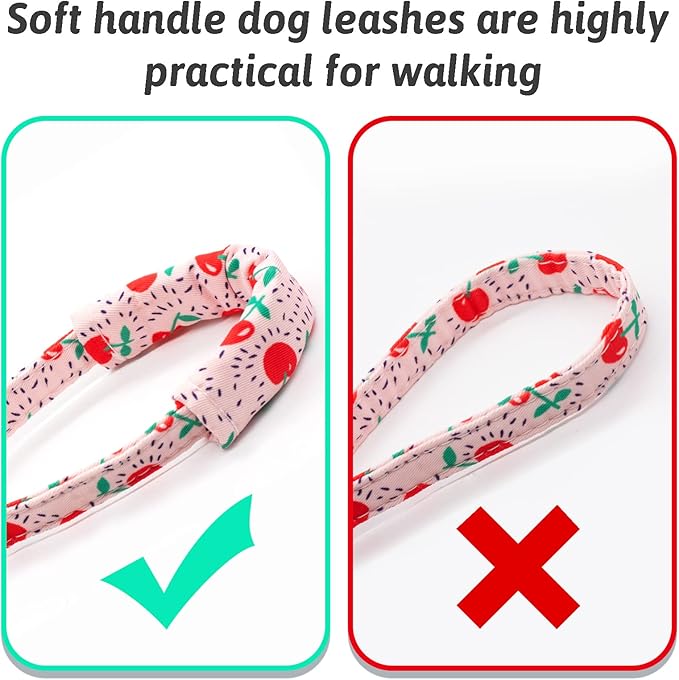 Dog Collar and Leash Set Girls Adjustable Puppy Collars with Floral Bow Tie for Small Medium Large Female Dogs, Cherry, S