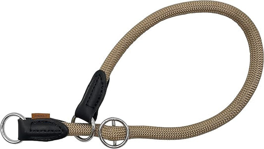 Braided Round Martingale Dog Collar, Training Collar with Slidable Stop Ring - Ideal for Large Dogs (XL(1/2") - 26" Long, Khaki)