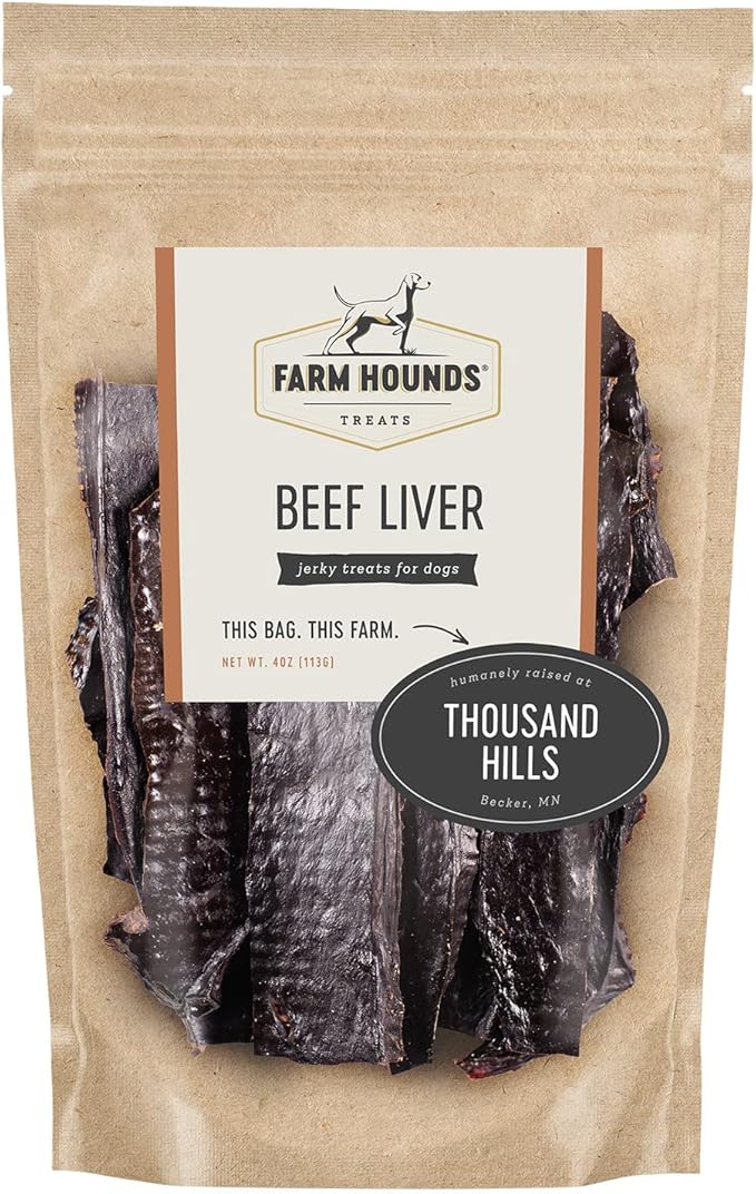 Farm Hounds - Beef Liver - Premium Natural Beef Liver Jerky For Dogs - Made From 100% Humanely Raised Cattle - Organ Treats - Great For Training & Treats - No Added Fillers - Made in USA - 4oz -2 Pack
