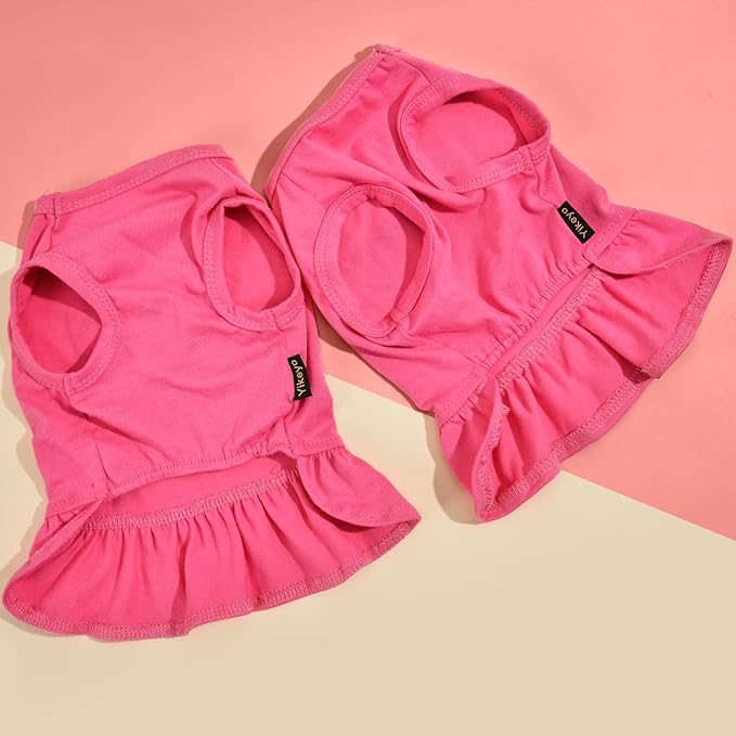 Dog Dresses for Medium Dogs Girl, 2-Pack Pink Clothes Small Girl Summer I Love My Mommy Daddy Puppy Dress Shirt Lightweight Pet Outfit Cat Apparel(XS)