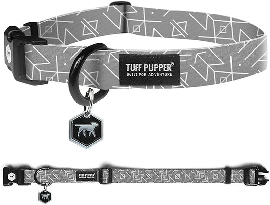 Tuff Pupper Premium Adjustable Dog Collar for Medium Boy & Girl Dogs, Stylish Pattern Collars Designed in USA, Quick Release Buckle, TotemRealm Print, Medium (1 Inch Wide x 13-18 Inch Neck)
